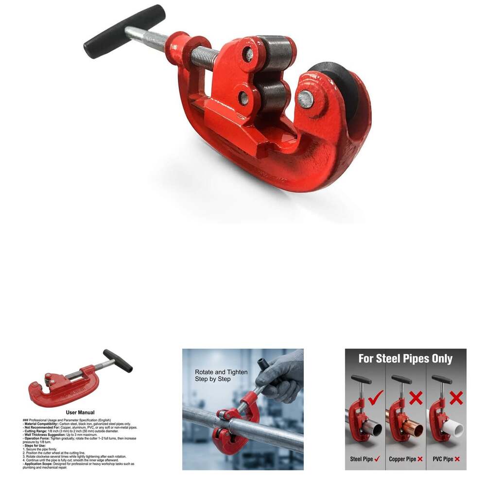 Heavy Duty Pipe Cutter Steel Pipe Cutter 1/8 to 2 Inch Iron Steel Tubing Tool